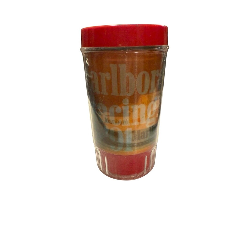 1991 MARLBORO RACING MUG‎ Plastic Insulated Tumbler PROMO Holographic Vintage